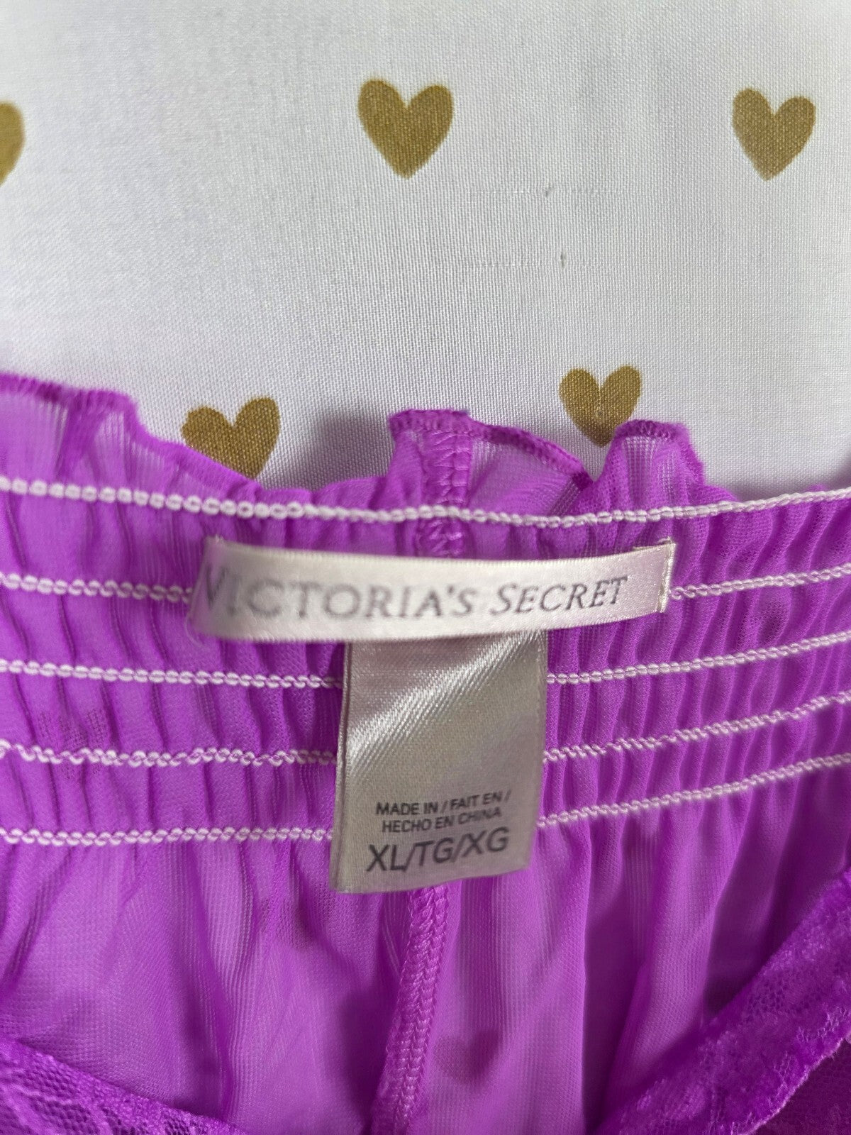 Victorias Secret Purple Sheer Flowy Babydoll Nightie Dress Lingerie XL