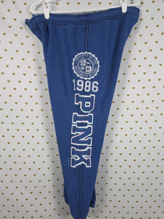 Victorias Secret PINK Vintage Large Blue Sweats Sweatpants Y2k University