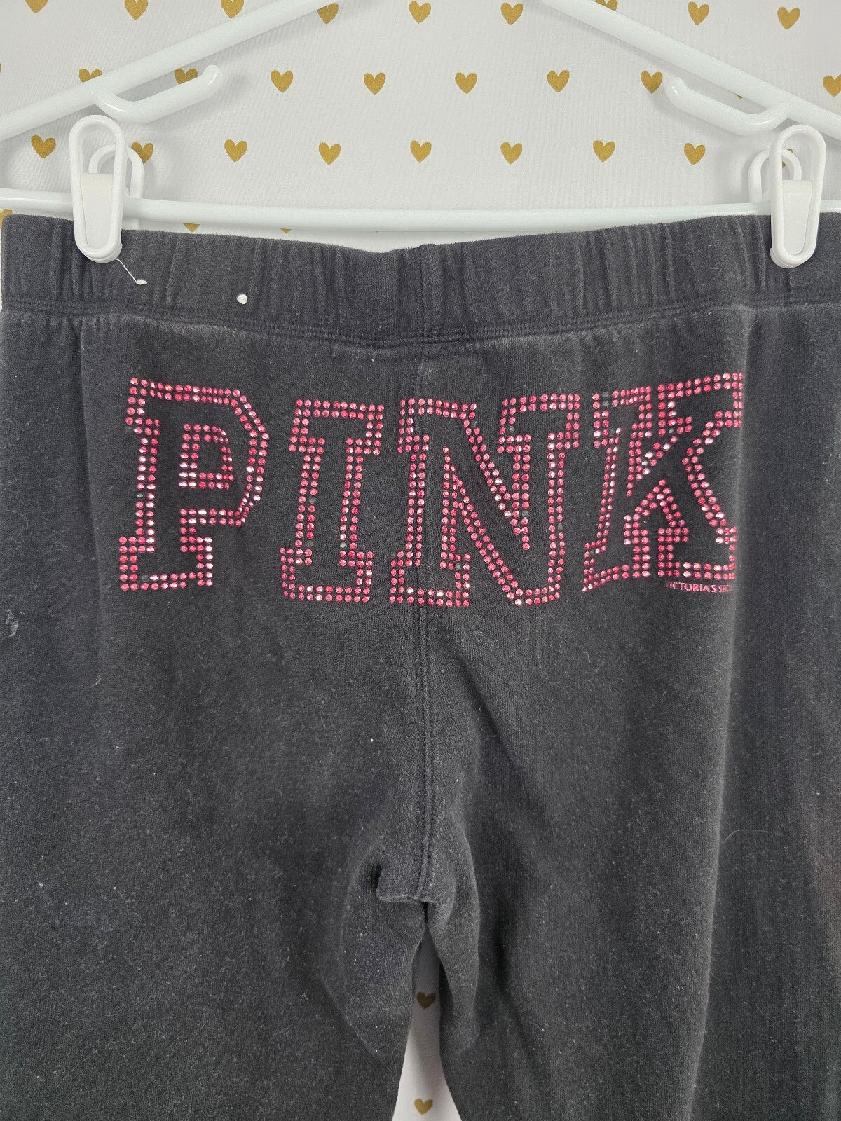 Vintage 2009 VS PINK Rhinestone Guitar Sweatpants Black BLING Small Y2K