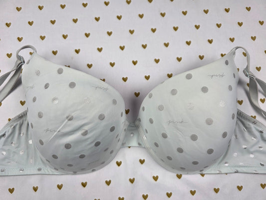 Victorias Secret PINK Polka Dot 38DD Wear Everywhere Push Up Bra