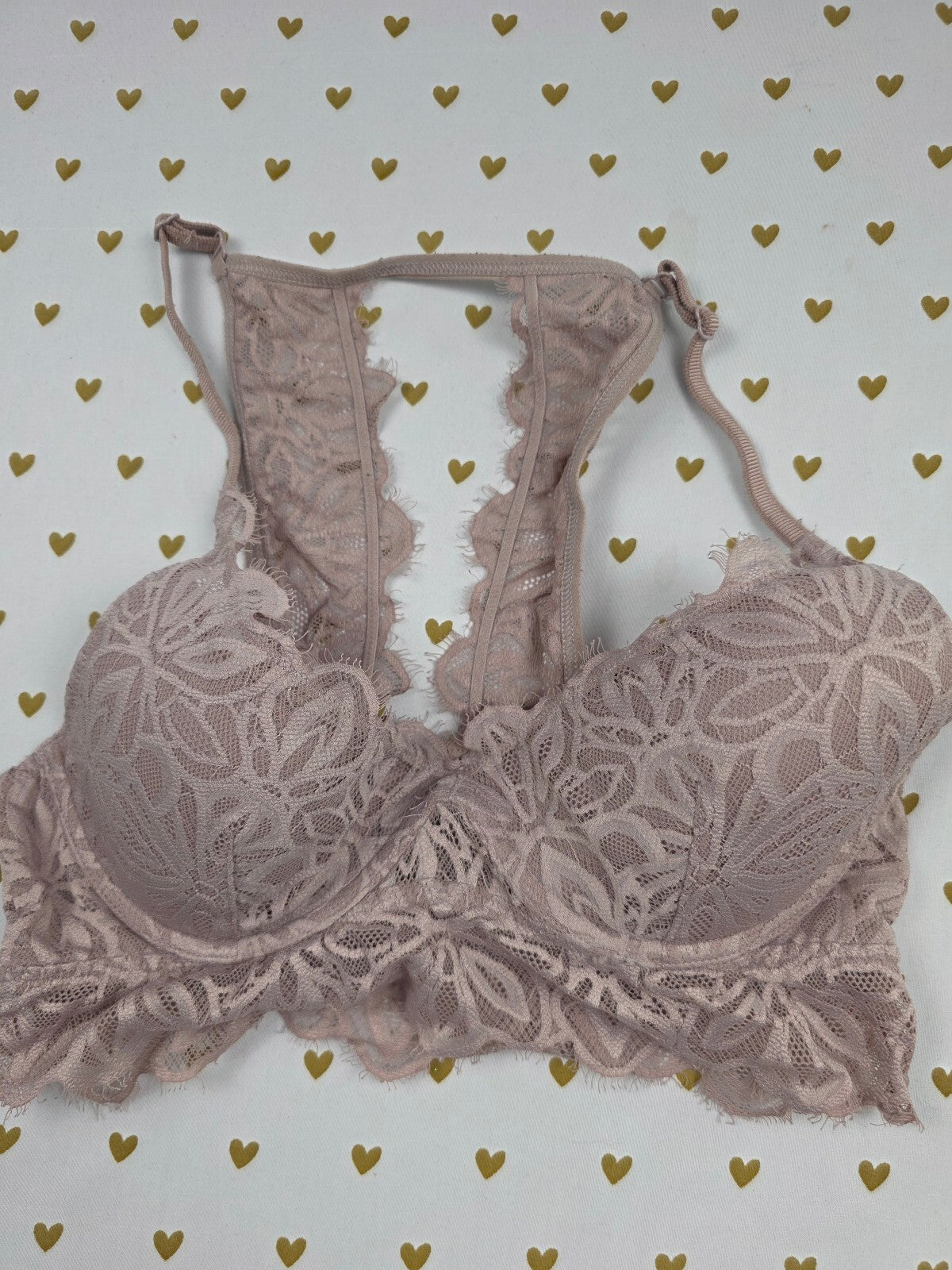 Victorias Secret Pink Small Brown Lace Bralette Bra Top Tank