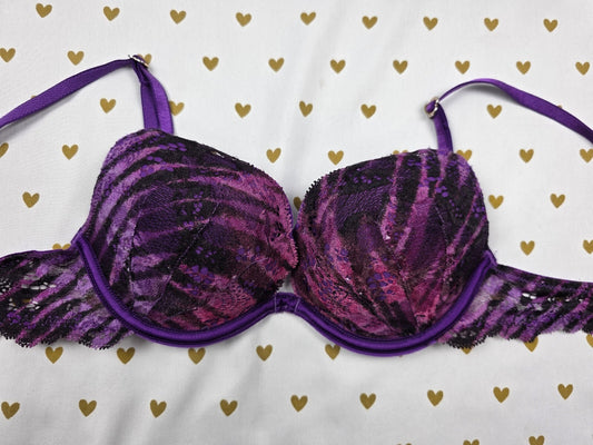 Victorias Secret Vintage Zebra y2k Push Up Purple Bra 34A