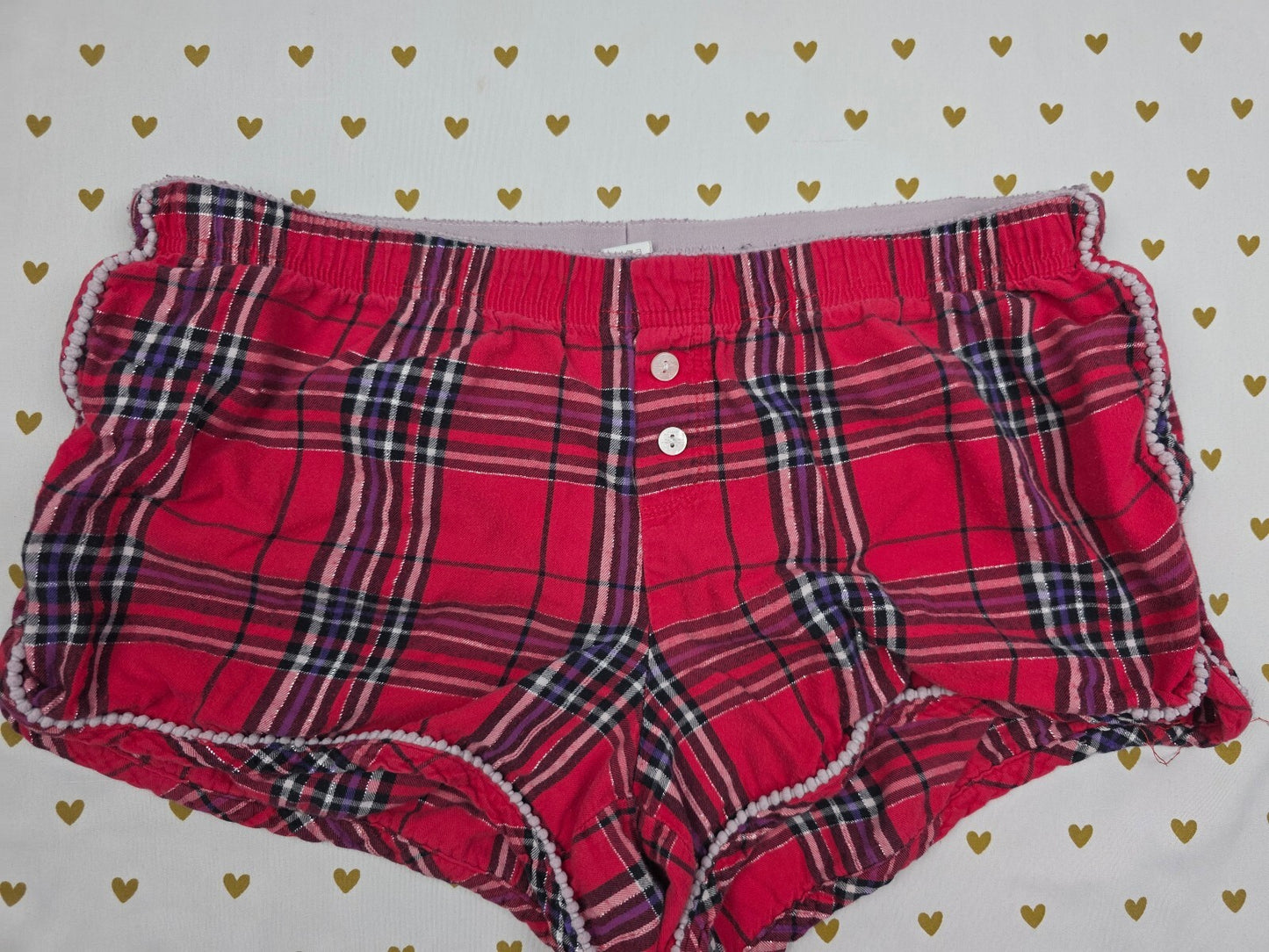 Victorias Secret PINK Plaid Red Medium Cotton Sleep Shorts Boxers Pajama Bottoms