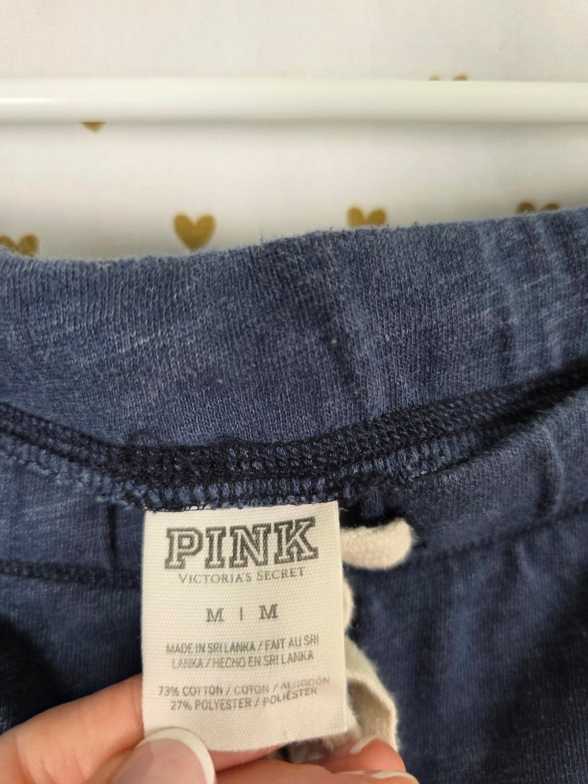 Victorias Secret PINK Medium Blue diaper butt Boyfriend Sweats Flare Logo