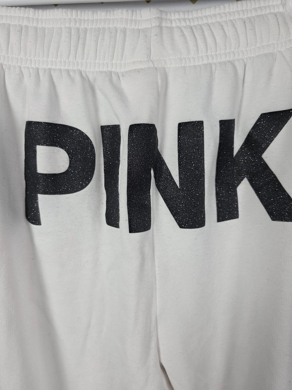 Victorias Secret PINK CAMPUS ORIGINALS Logo butt Glitter Sweats White  MED