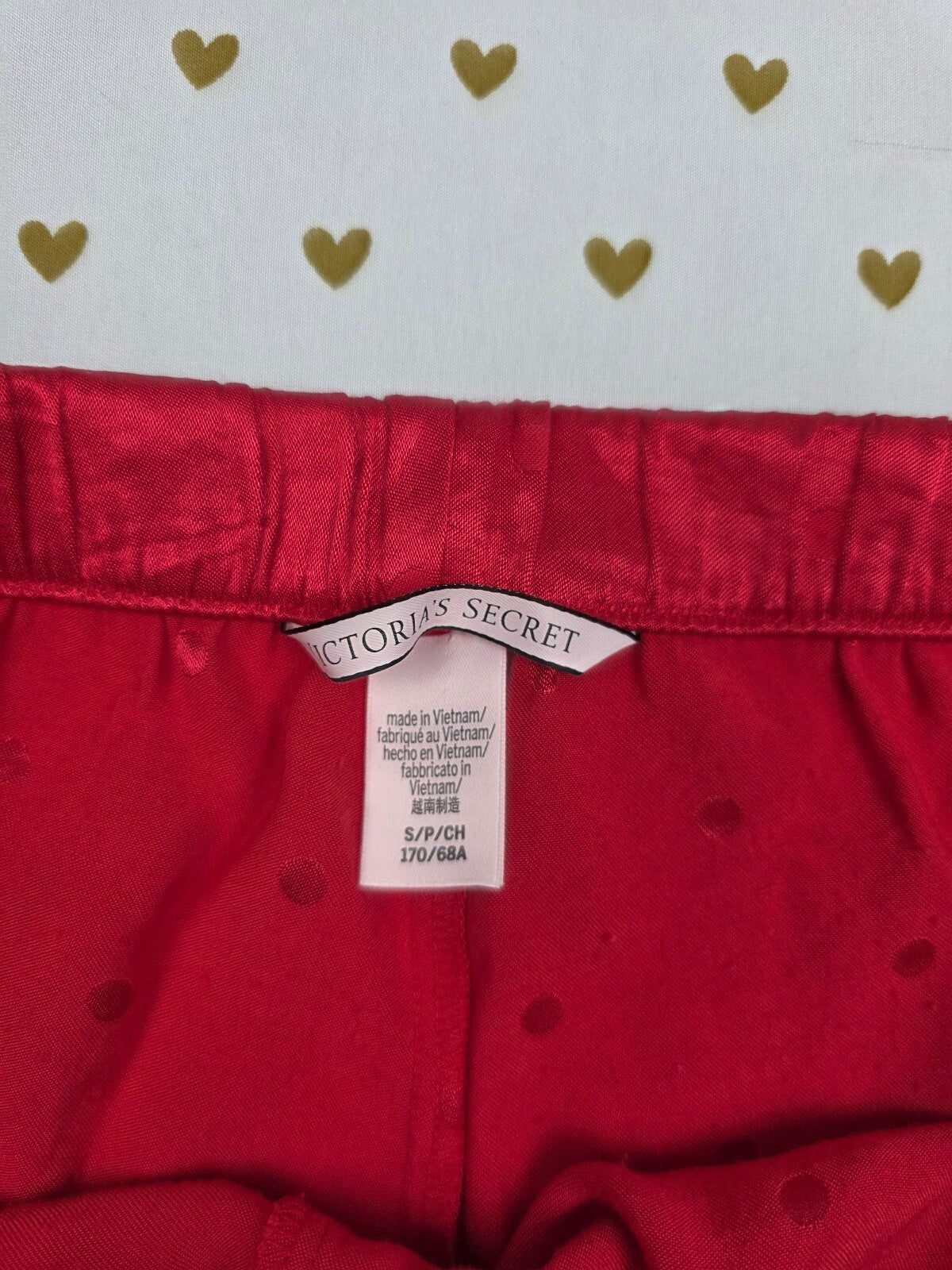 Victorias Secret Red Satin Silky Polka Dot SM Sleep Shorts Boxers Pajama Bottoms