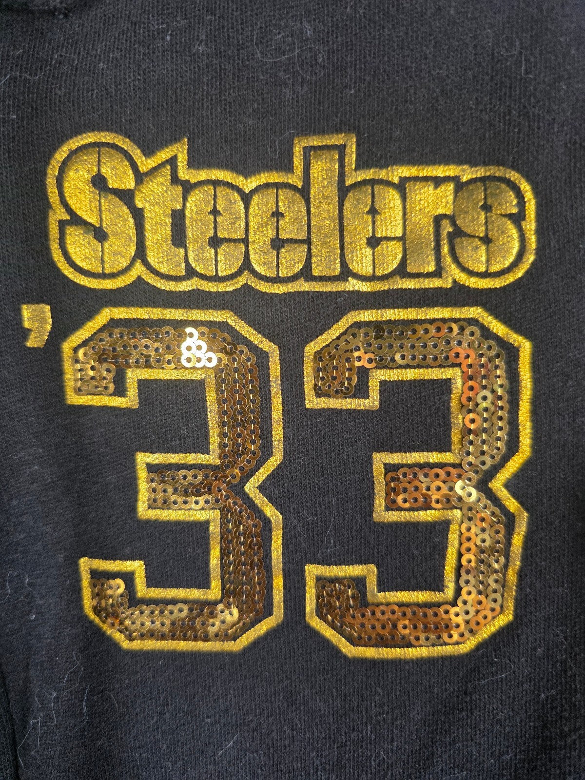 Victoria’s Secret PINK Steelers 33 BLING Sequin Zip Hoodie NFL Small Black Gold