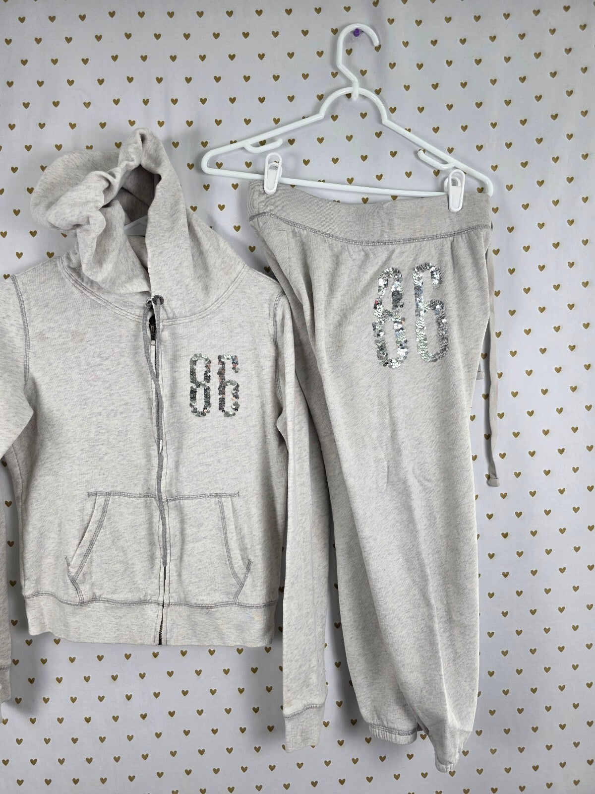 Victorias Secret Pink Rainbow BLING sweats Hoodie SET XS SMALL Jacket Vintage