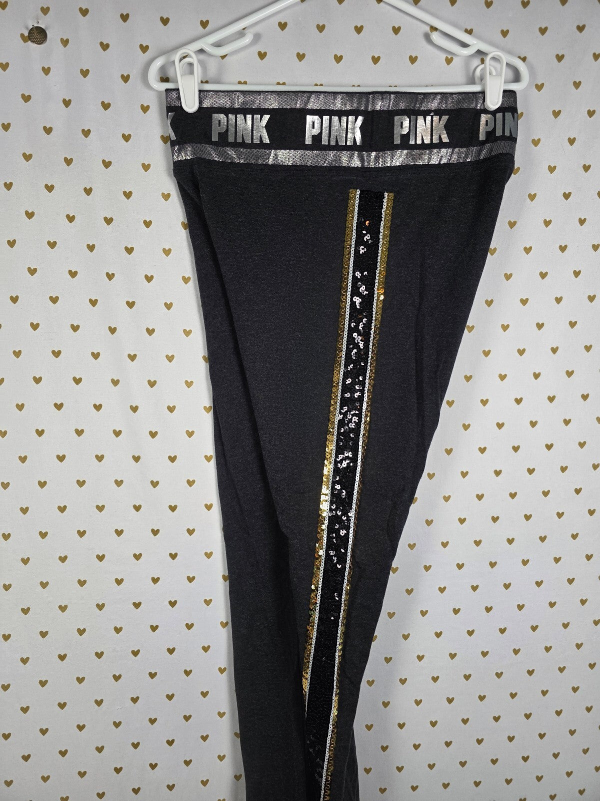 Victorias Secret Pink Bling sequined Hoodie Jacket Yoga Pants SET LARGE