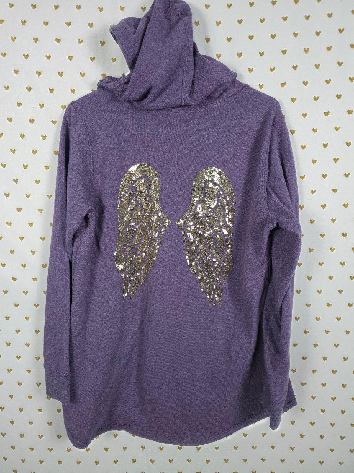 Victorias Secret Angels Bling wings pullover Hoodie Shirt Gold Sequined Large