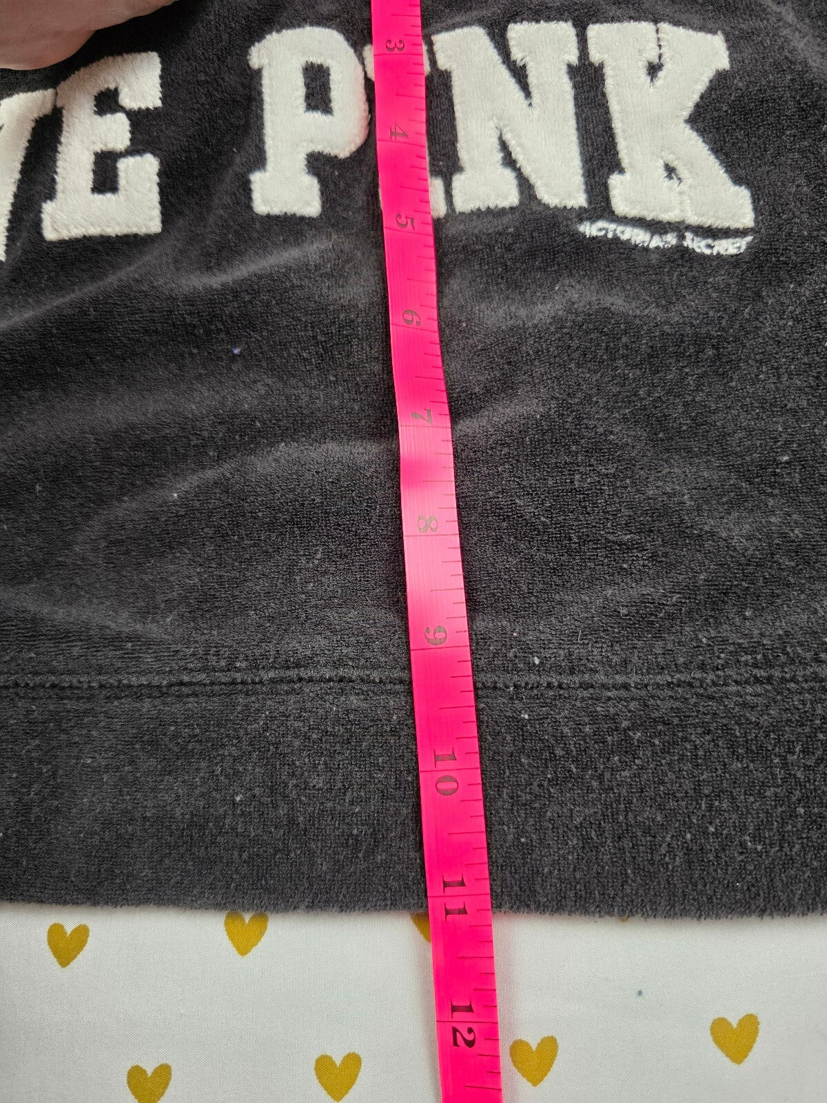 Vintage 2008 VS PINK Love Pink Velour Mini Skirt Peace Sign Black Small Y2K