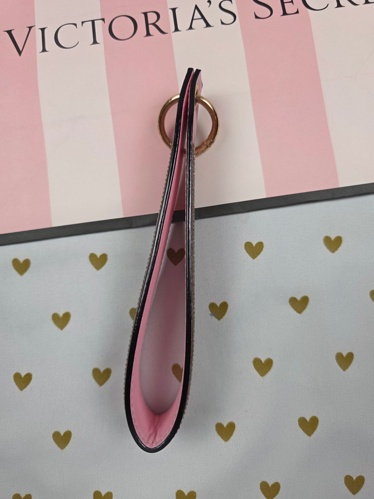 Victoria Secret BLING wristlet strap keychain Logo Studded Handle Rhinestone