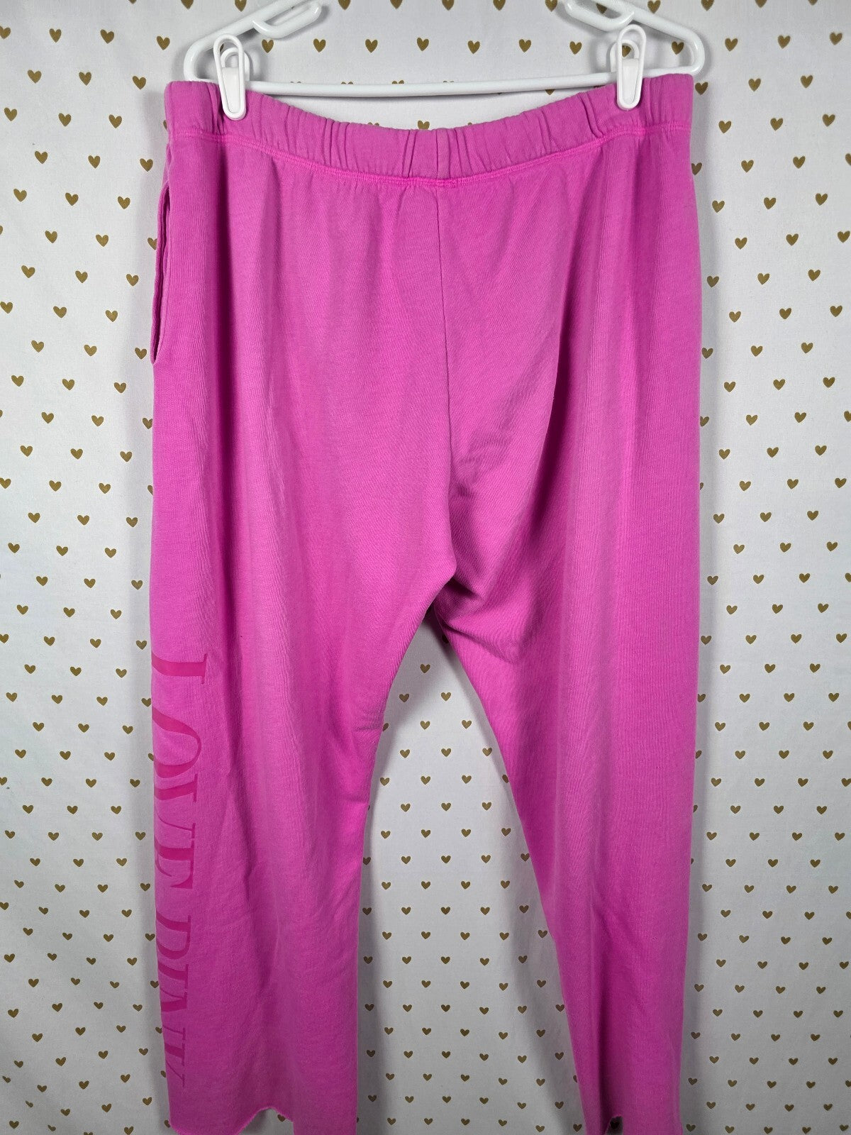 Victorias Secret PINK LOVE Flare wide leg sweatpants sweats LARGE