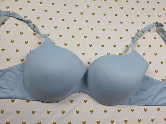 Victorias Secret Blue Soft Incredible Wireless Lined Demi Balconette Bra 36DD