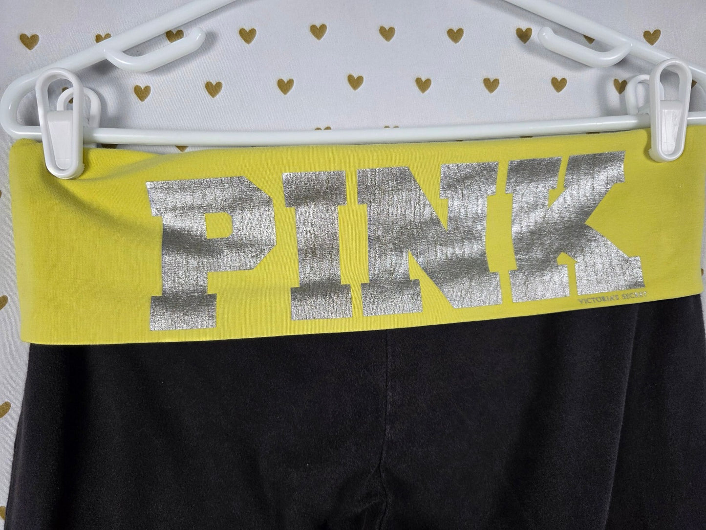 Victorias Secret PINK Vintage Capri Yellow Foldover Yoga Pants Y2k LARGE