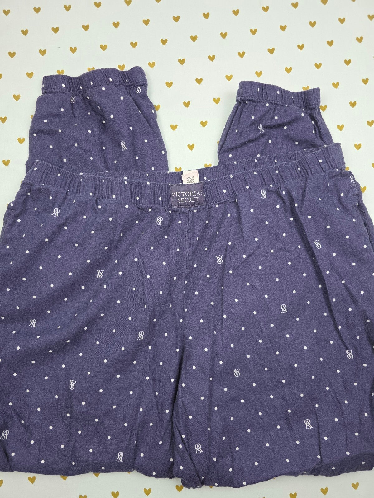 Victorias Secret Blue Polka Dot Sleep Pants Pajama Bottoms PJ LARGE