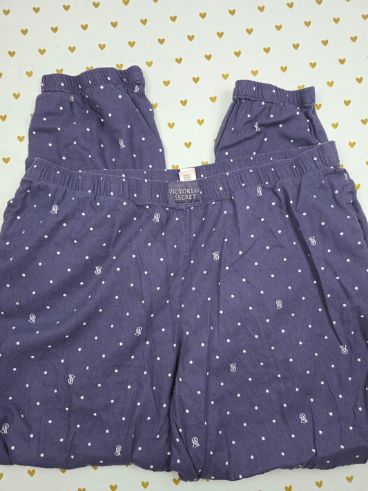 Victorias Secret Blue Polka Dot Sleep Pants Pajama Bottoms PJ LARGE