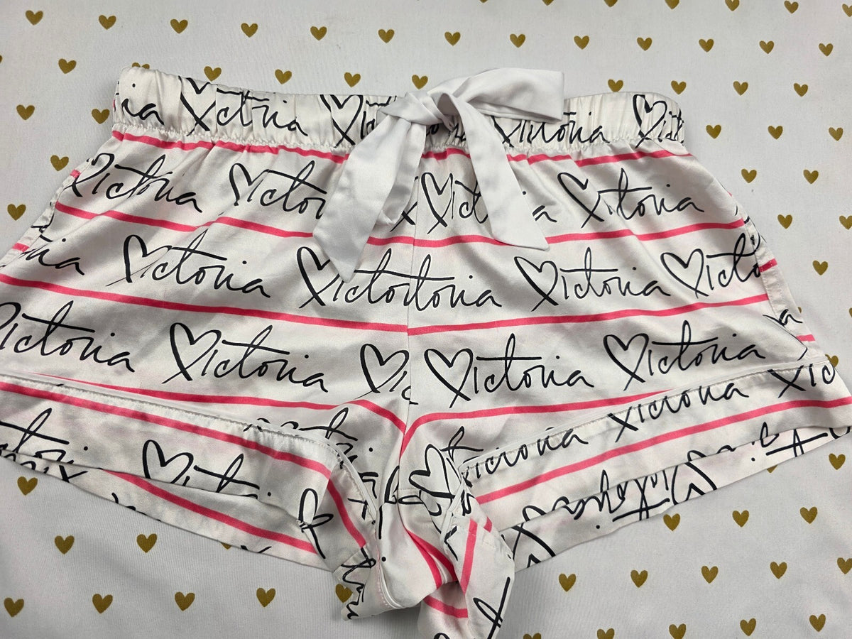 Victorias Secret Satin Logo XS Sleep Shorts Boxers Pajama Bottoms