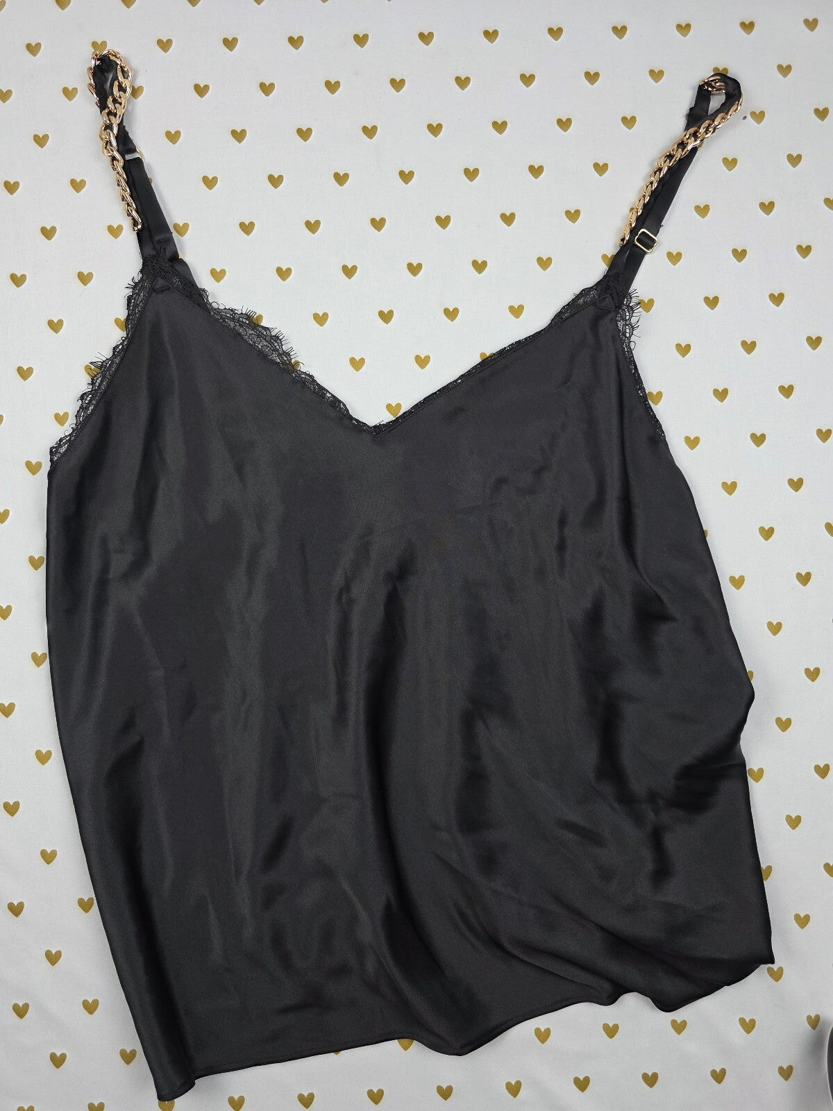 Victorias Secret PINK Black Chain XL Tank Top Open Back Babydoll