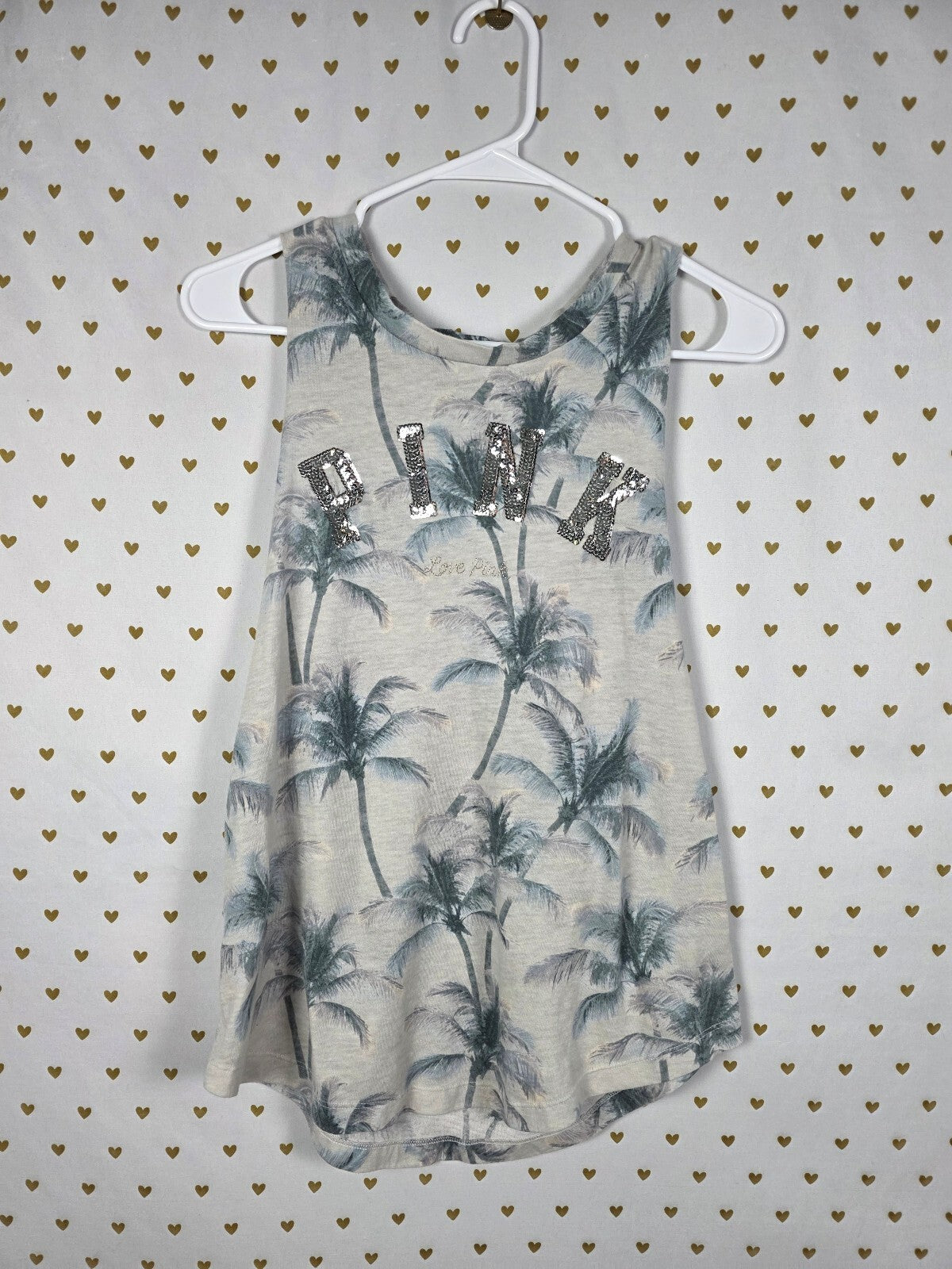 Victorias Secret PINK Palm Tree BLING Sequin tank Top XS