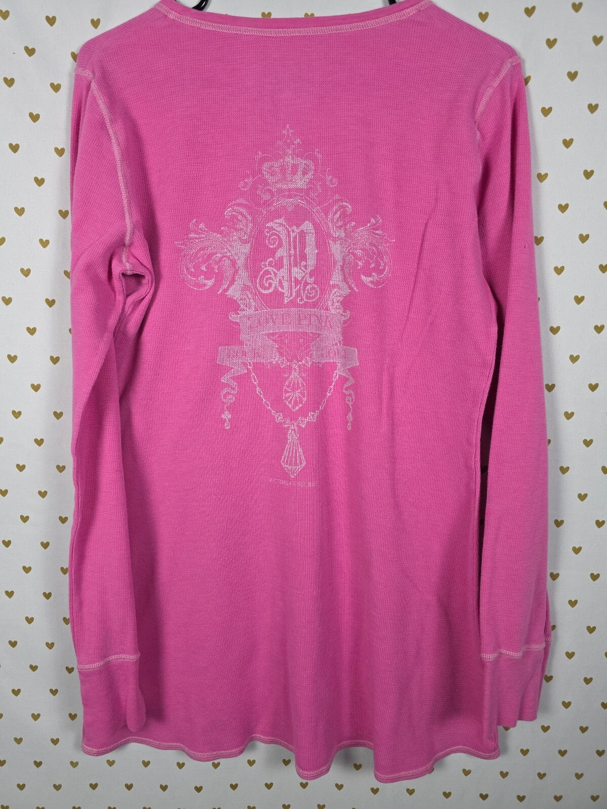 Vintage Victoria's Secret PINK Rock & Roll Thermal Henley Mini Dress Y2K Large