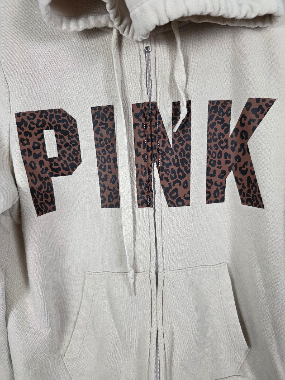 Victorias Secret Pink Cheetah Leopard Full Zip Hoodie Sweats SET 2pc Outfit SM M