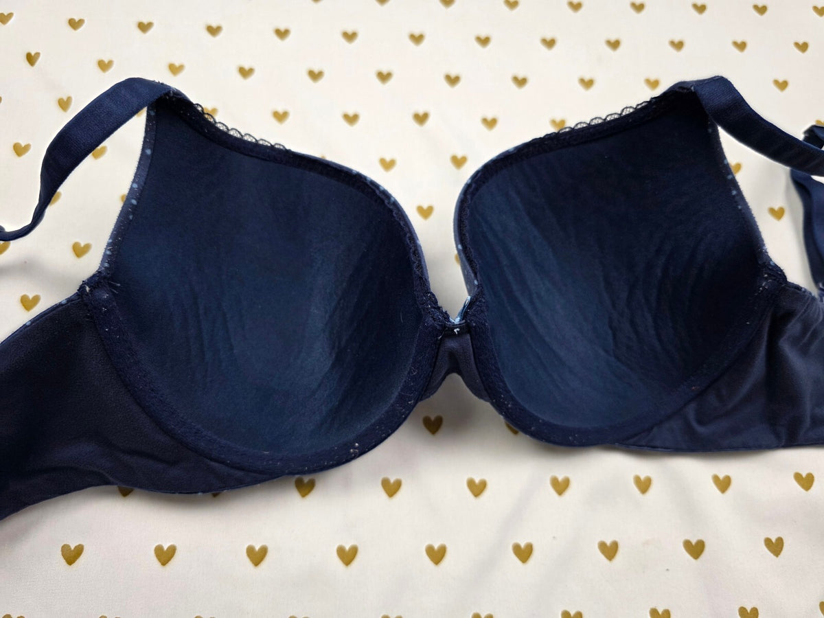 Victorias Secret Blue Polka Dot Perfect Shape Bra 32DDD