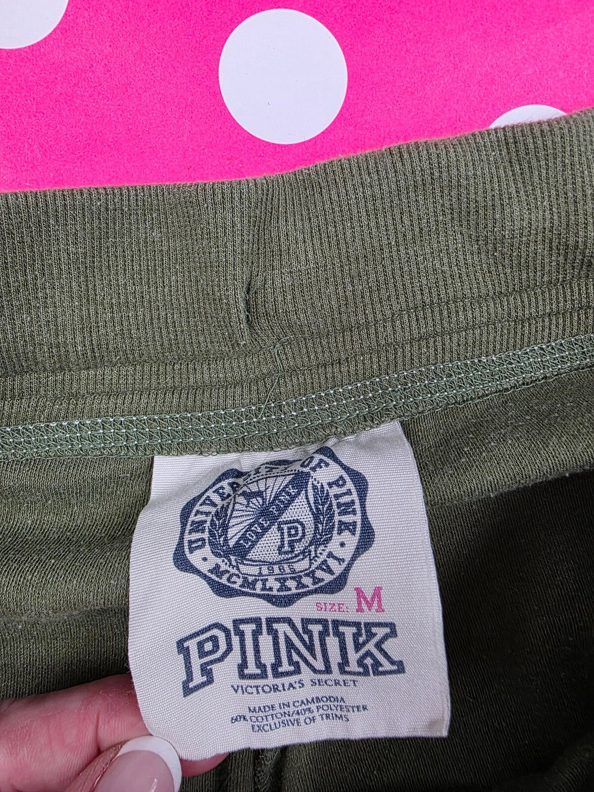 Victorias Secret PINK Green Vintage Sweat Shorts 86 University Medium