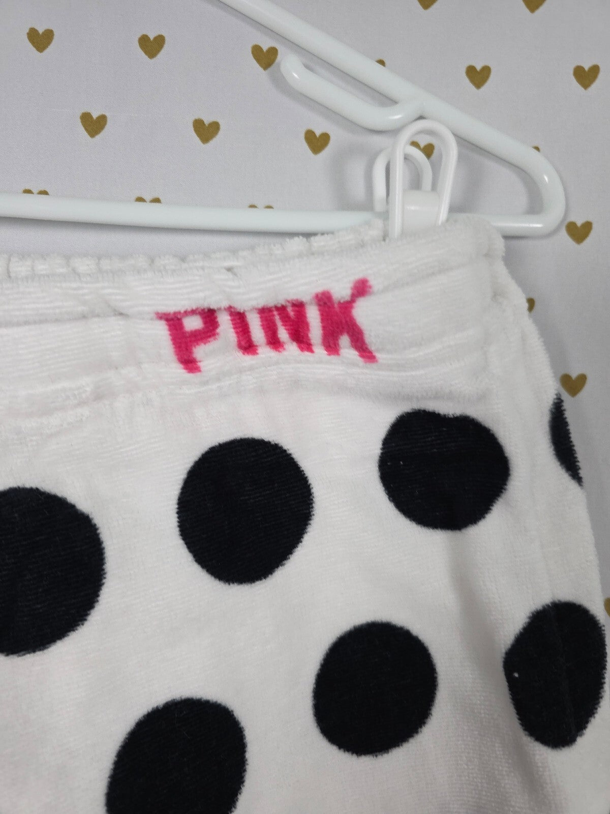 Victoria's Secret PINK Polka Dot Plush Spa Bath Wrap Towel Cover Up Smiley