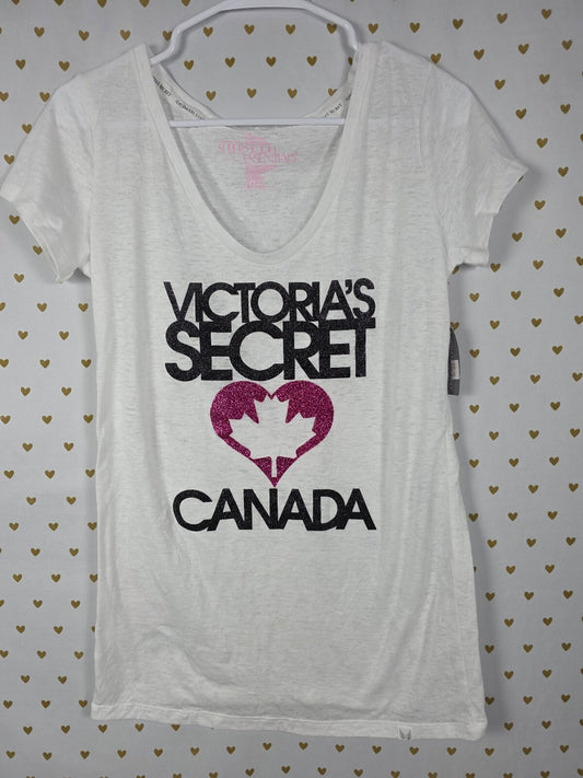 Victoria's Secret Supermodel Essentials Canada Graphic Tee White NWT Large