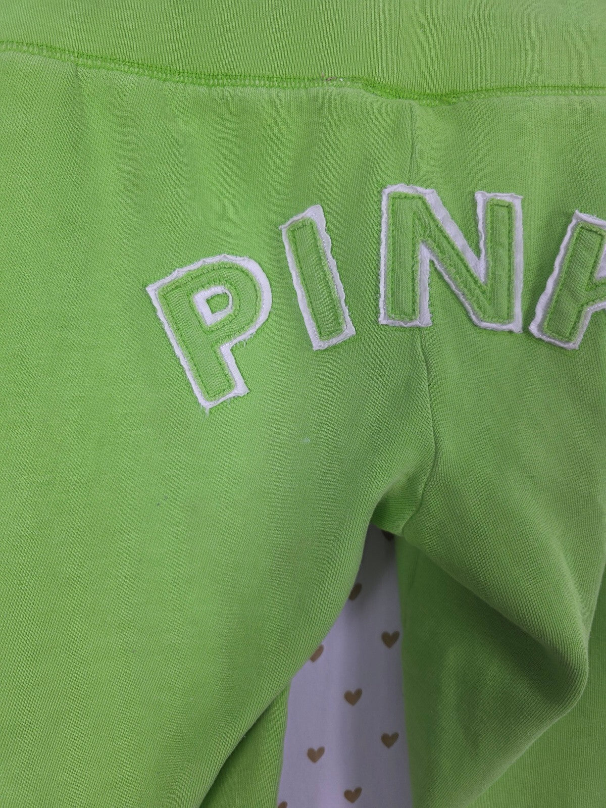 Victorias Secret PINK Vintage Lime Green Sweats Sweatpants Y2k Logo Butt XS