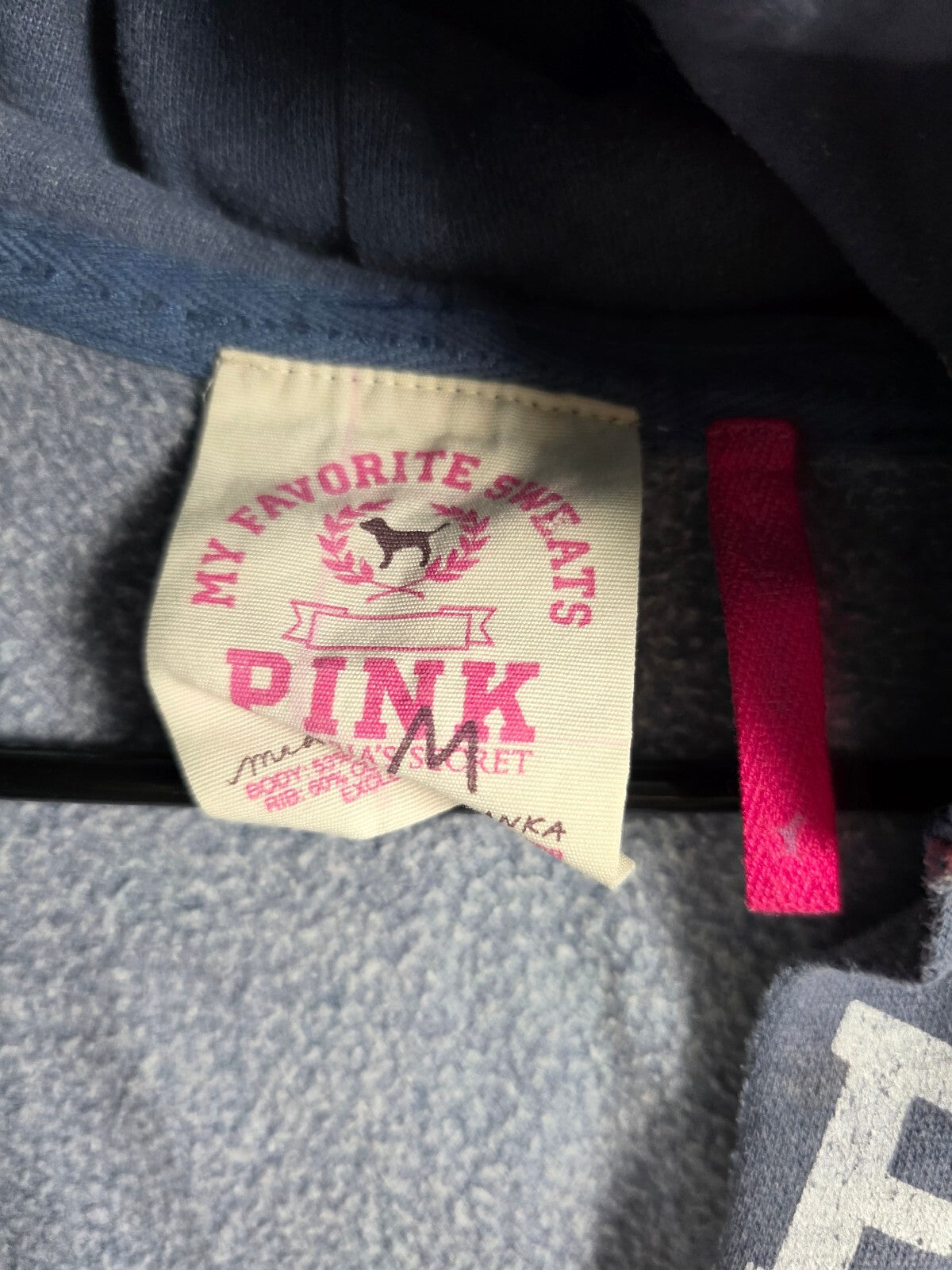 Victorias Secret Pink Vintage Ready Set PINK V neck Pullover Hoodie Sweater Med