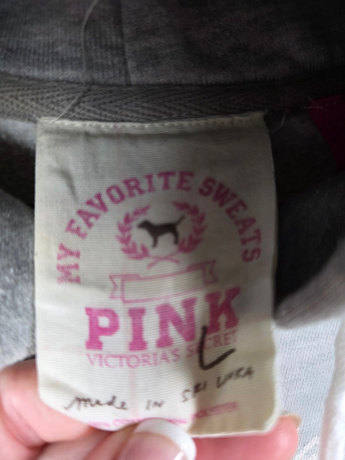 Victorias Secret PINK Vintage University Sweater Dress Hooded Y2k Grey Large