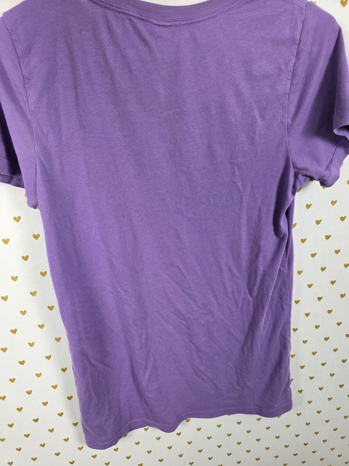 Victorias Secret PINK Vintage Y2k Purple Leopard Cheetah V neck Tee shirt Medium