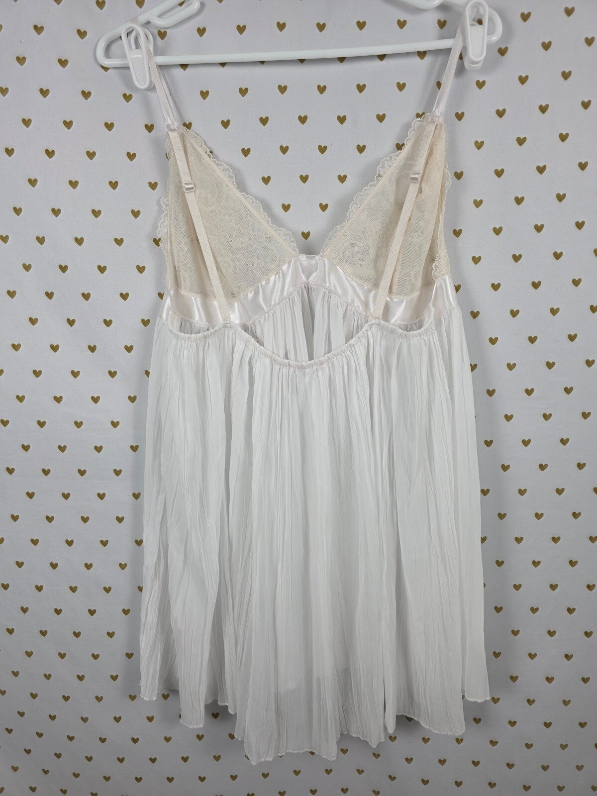Victorias Secret White Flowy Pleated Babydoll Nightie Nightgown Slip Dress XL