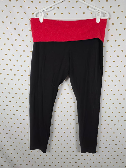Victorias Secret PINK Red Foldover Ankle Skinny Glitter Yoga Pants XL
