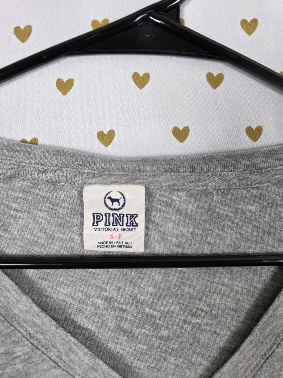 Victorias Secret PINK Vintage rainbow 86 Logo Long Sleeve V neck tee shirt SMALL