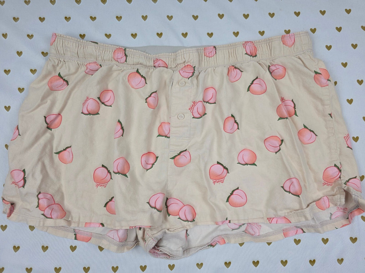 Victorias Secret PINK PEACH LARGE Sleep Shorts Boxers Pajama Bottoms