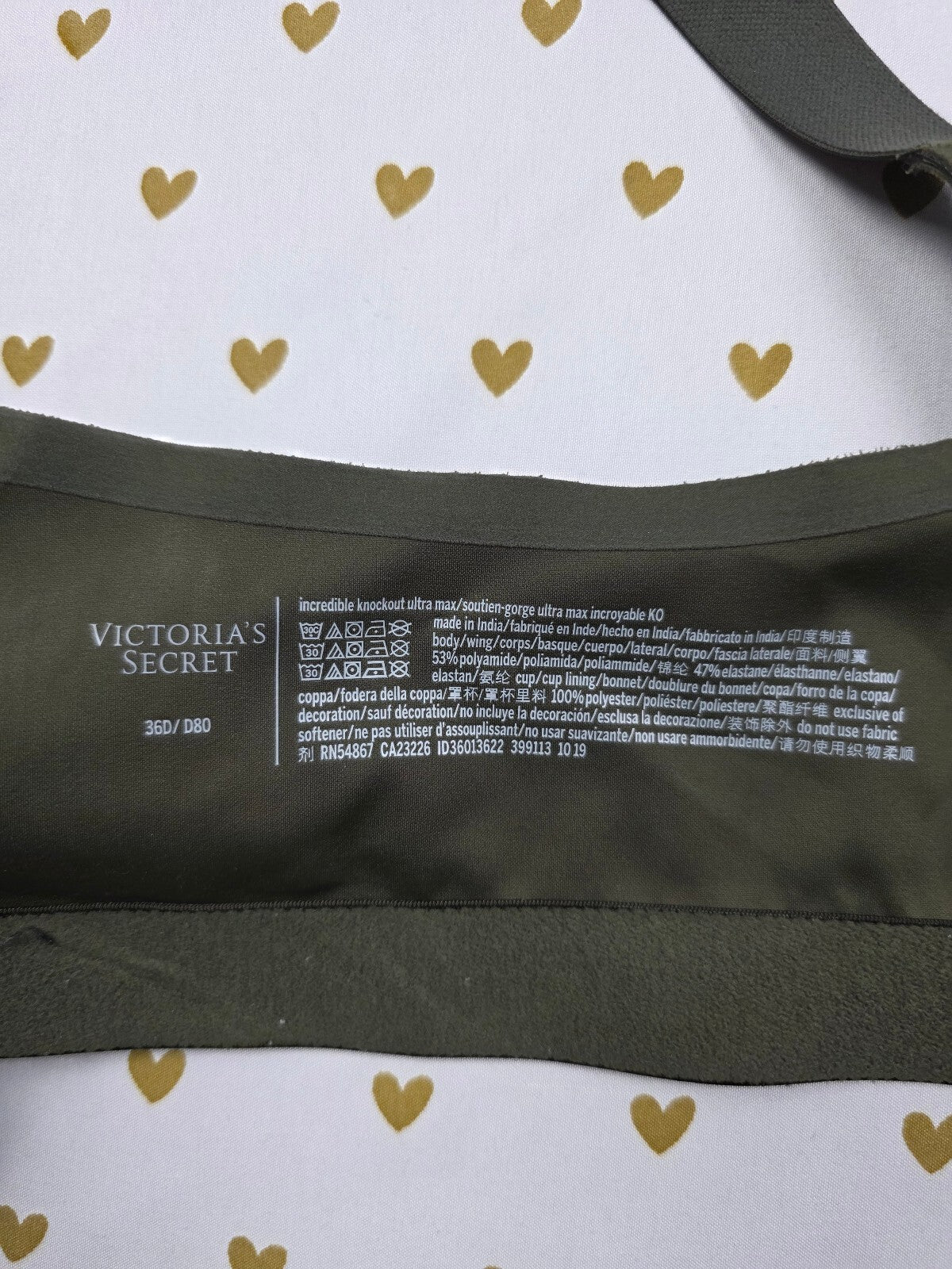 Victorias Secret  Dark Green Exercise Sports Bra Knockout Incredible 36D