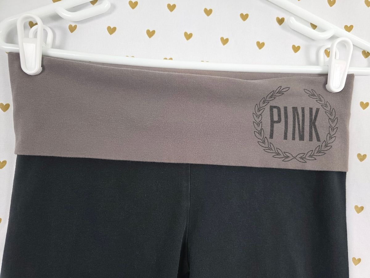 Victorias Secret PINK Grey Crest Vintage Y2k Foldover Yoga Pants Small