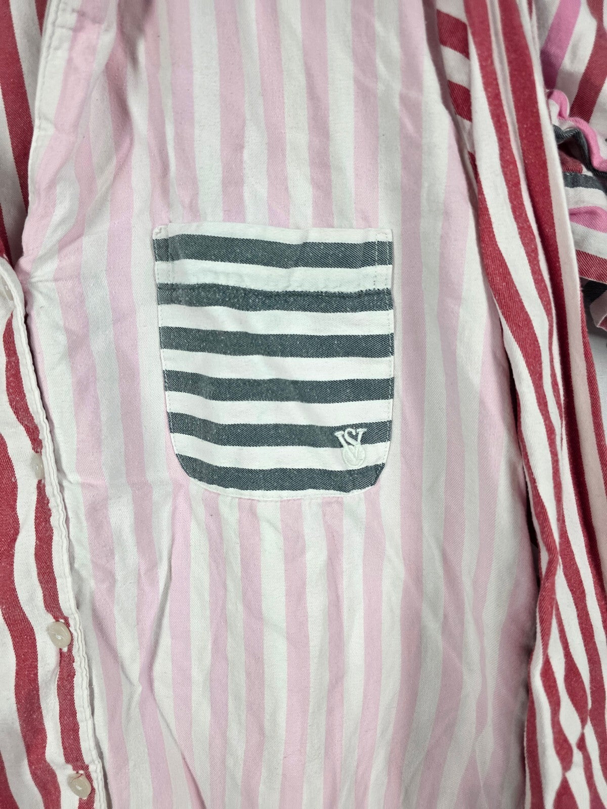Victorias Secret Sleep SET 2pc Outfit Pajama Striped Shirt Shorts Large