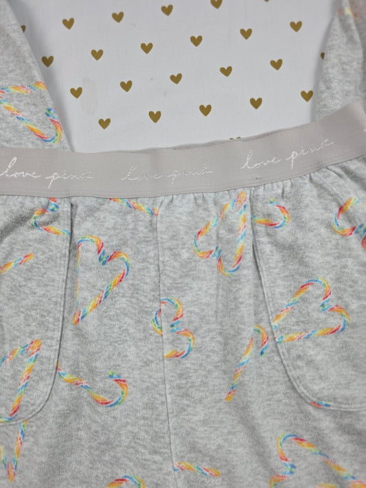 Victorias Secret Rainbow Candy Cane Heart MEDIUM Sleep Pants Pajama PJ Bottoms