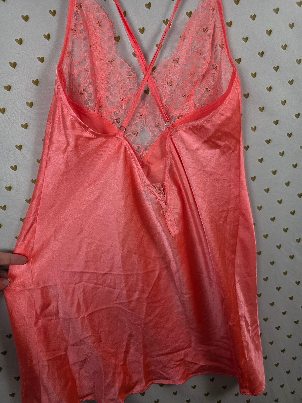 Victorias Secret Neon Satin Silky Nightie Lingerie Slip Dress Large Strappy
