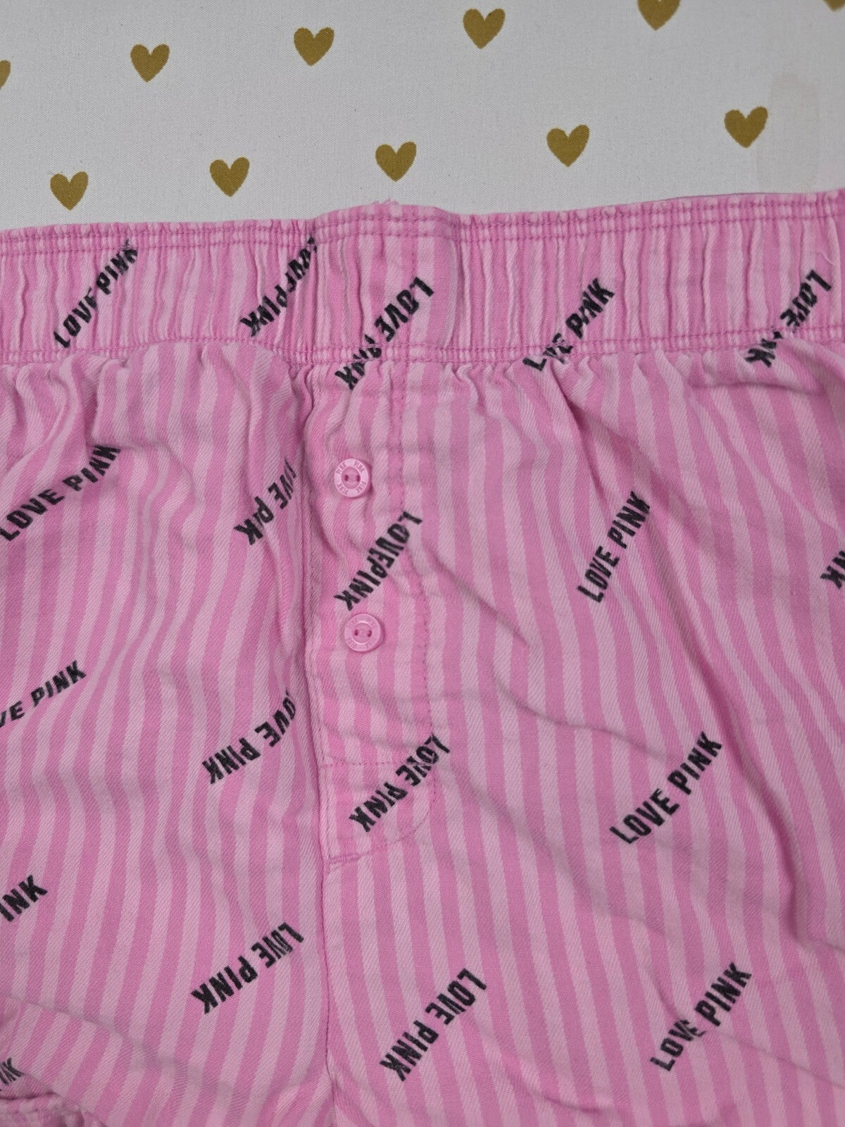 Victorias Secret PINK Striped Logo XS Sleep Shorts Boxers Pajama Bottoms