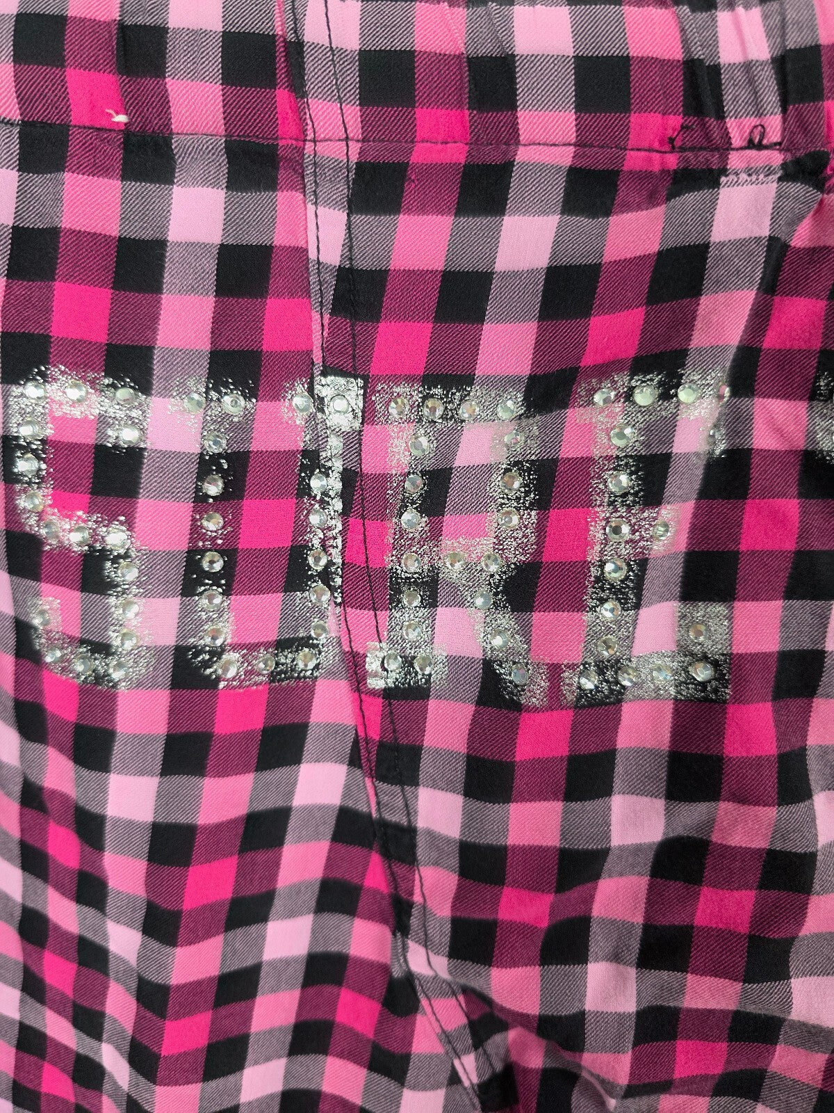 Victorias Secret Sleep Pants Pajama PINK SURE THING Diaper Butt Boyfriend L VTG