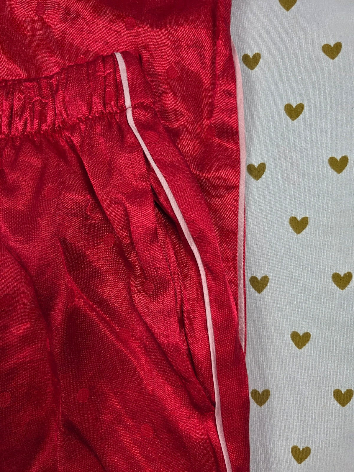 Victorias Secret Red Satin Polka Dot Small Sleep Pants Pajama PJ Bottoms