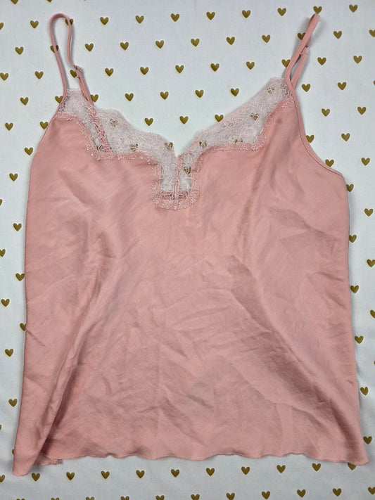 Victorias Secret Satin Chemise Slip Tank Top Medium Lace lined