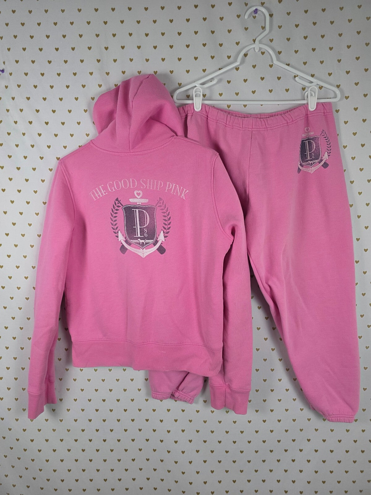 Victorias Secret Pink GOOD SHIP Vintage y2k SET Hoodie Jacket Sweats MEDIUM L