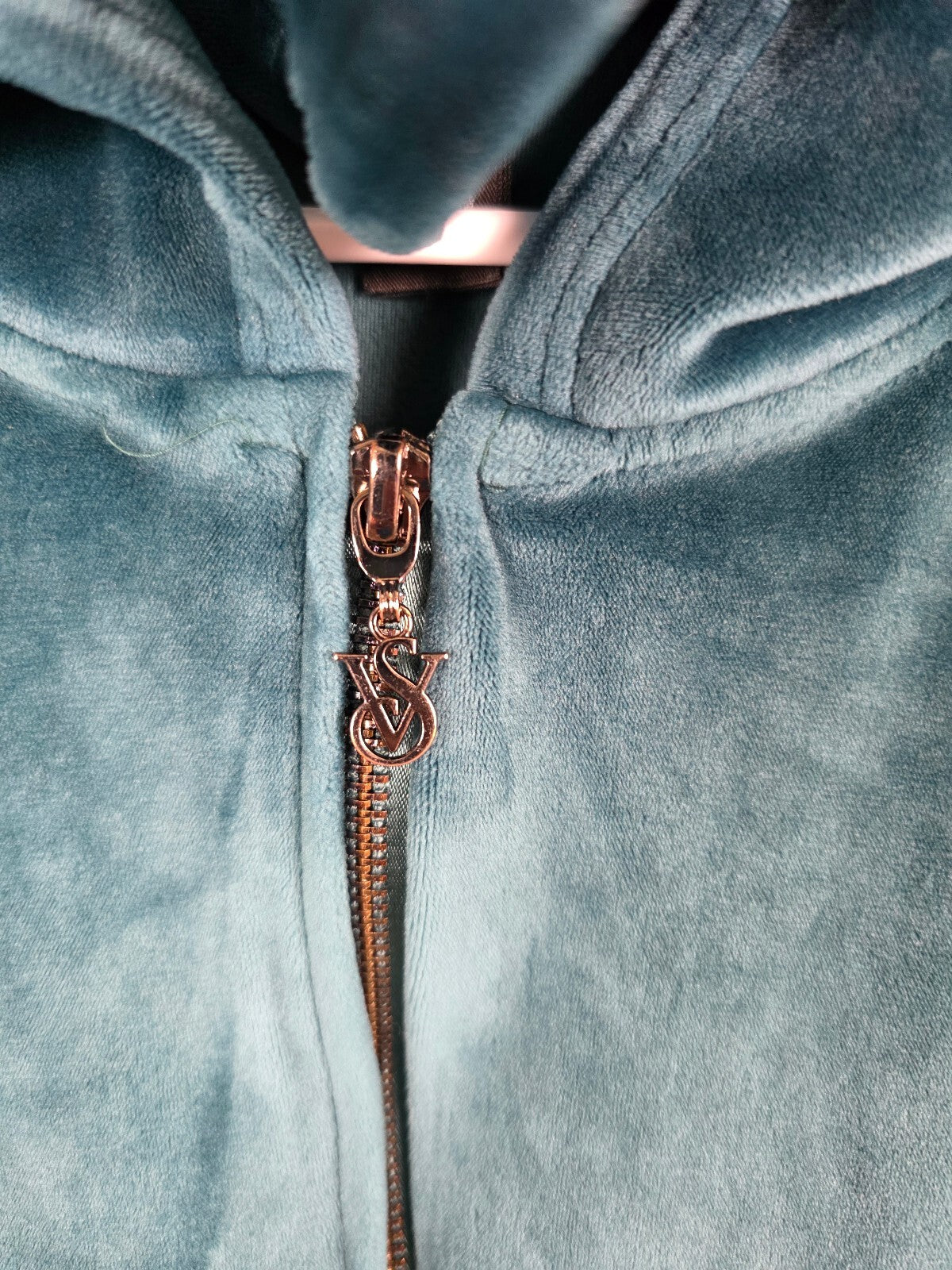 Victoria's Secret On Point Velour Tracksuit XS Teal Rhinestone Hoodie Pants
