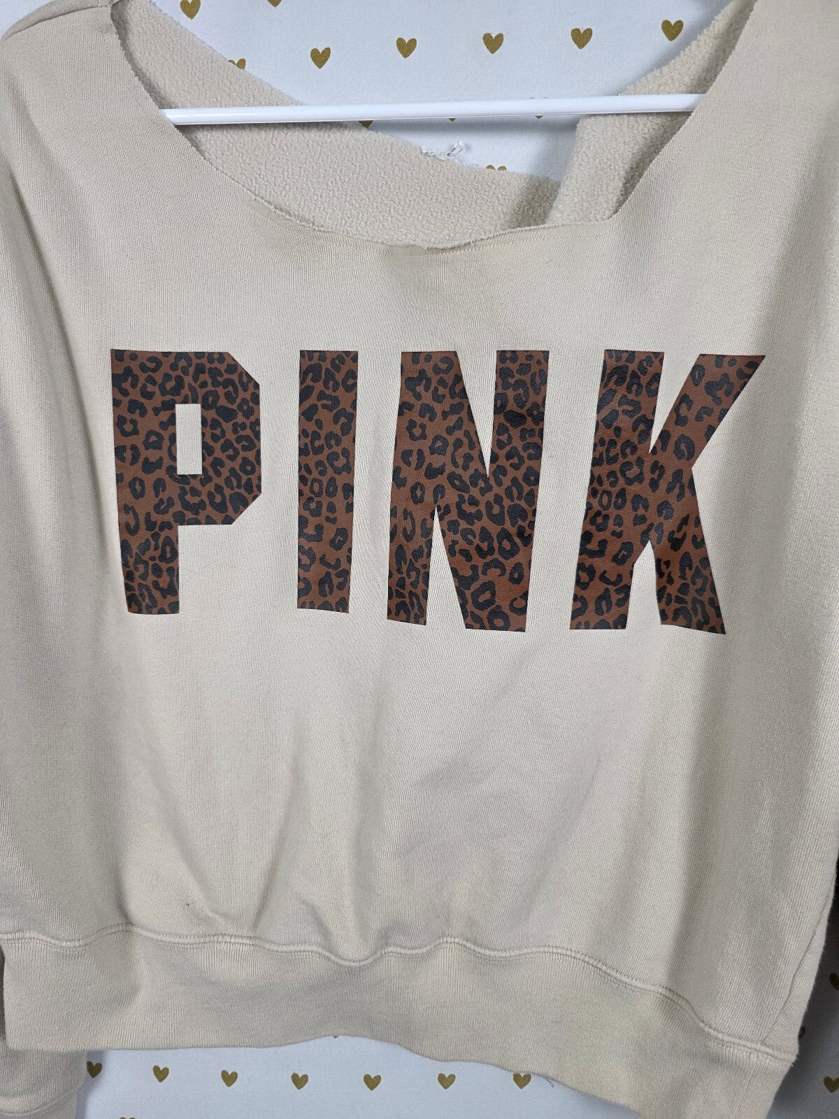 Victorias Secret PINK Leopard Cheetah Slouchy Sweater Shirt Sweats SET 2pc Sm